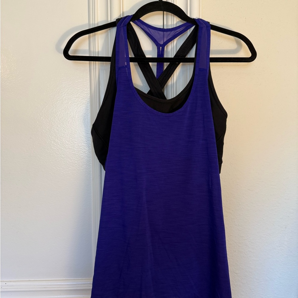 Athleta Purple and Black Tank Top with Built in Sports Bra